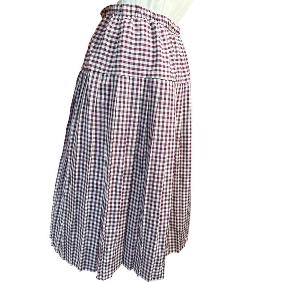 VTG Purple Gingham Tiered Midi Skirt Small Cottagecore Coastal Grandma Peasant - Picture 6 of 9